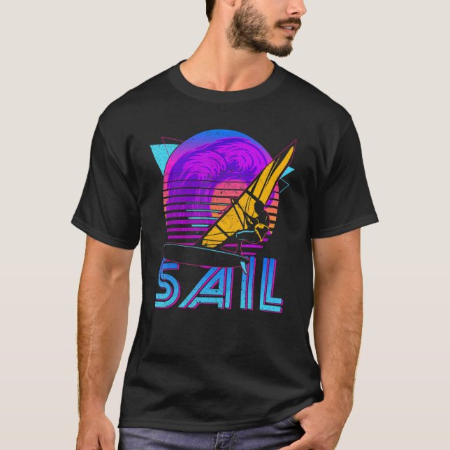 Camiseta Vintage Retro Sailing Sailing Sunset Para Hombres (Anverso)