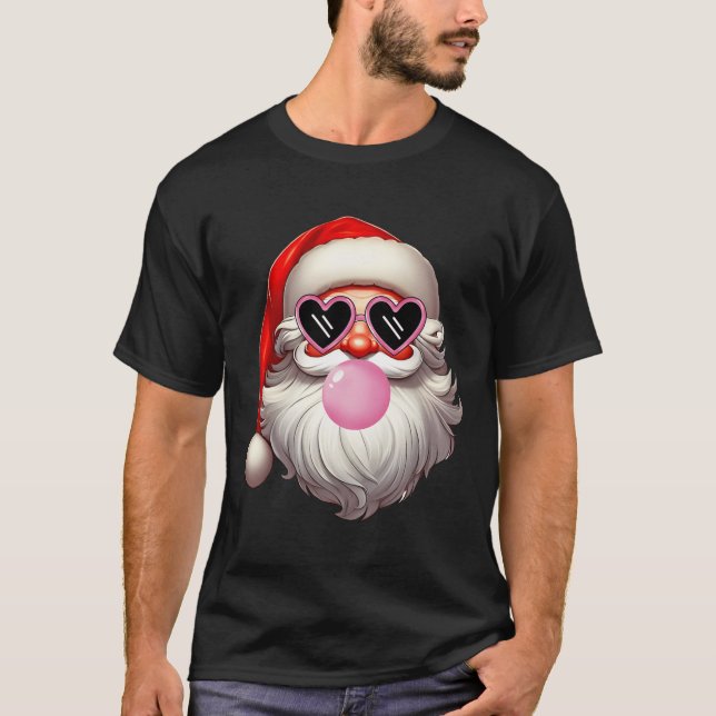 Camiseta Vintage Retro Santa Navidades Bubble Gum Rosa (Anverso)