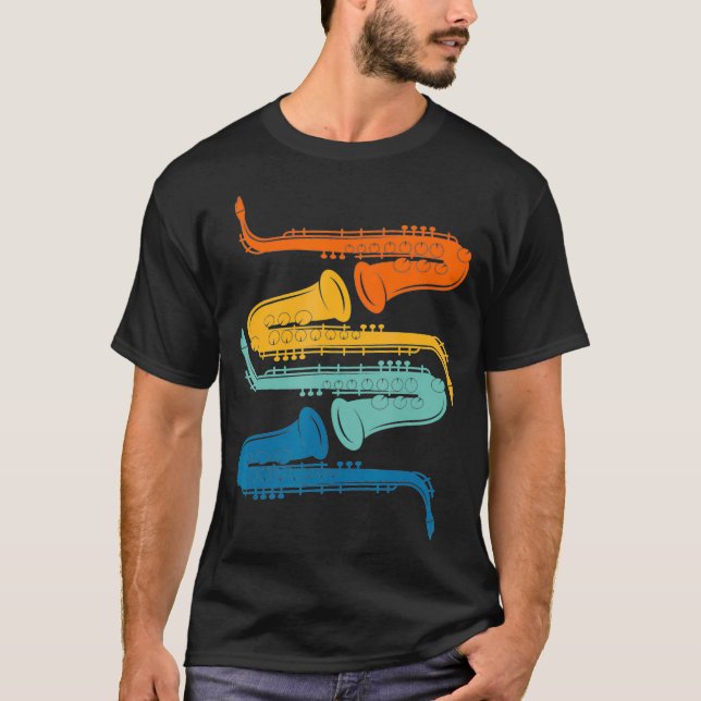 Camiseta Vintage retro saxofón (Anverso)