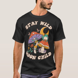 Camiseta Vintage Retro Stay Wild Moon Child Frog Mushroom H