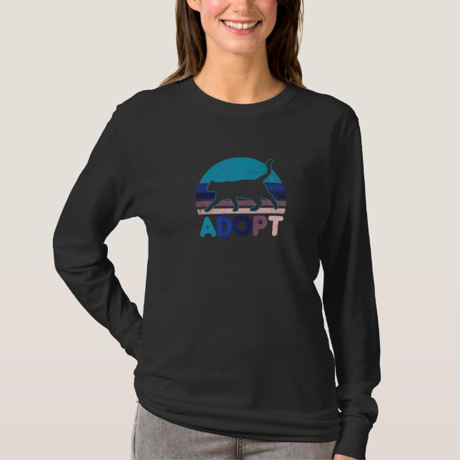Camiseta Vintage Retro Sunset Adoptar Gato (Anverso)