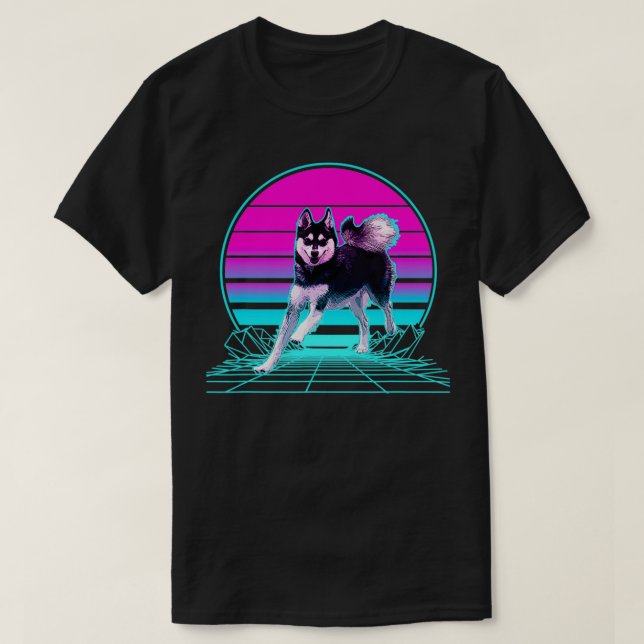 Camiseta Vintage Retro Sunset Alaskan Klee Kai (Diseño del anverso)
