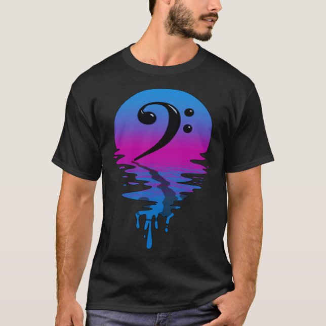Camiseta Vintage Retro Sunset Bass Clef (Anverso)