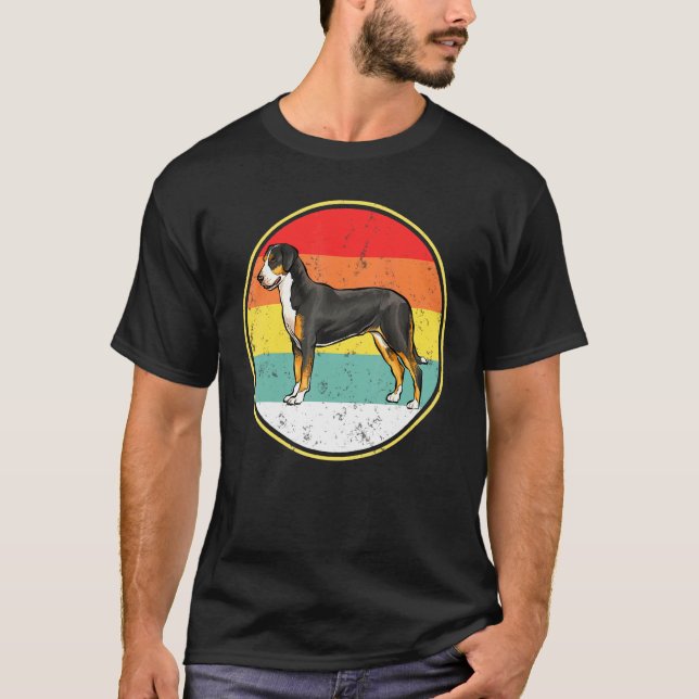 Camiseta Vintage Retro Sunset Greater Swiss Mountain Dog (Anverso)
