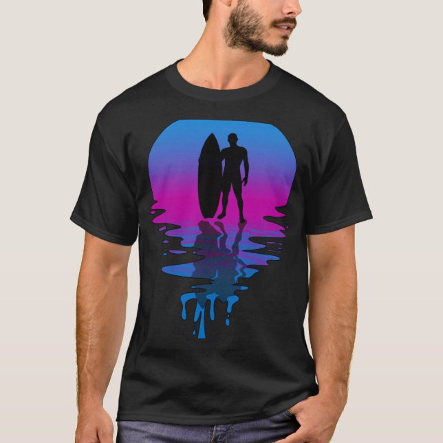 Camiseta Vintage Retro Sunset Surfer Beach (Anverso)