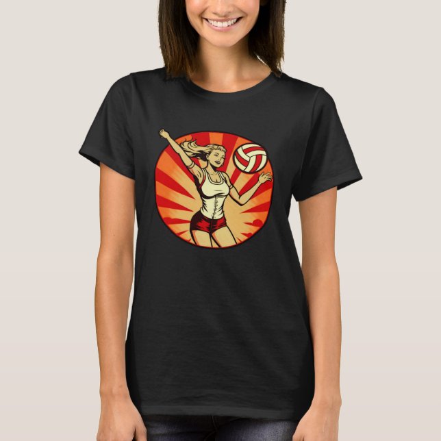 Camiseta Vintage Retro Sunset Volleyball Player (Anverso)