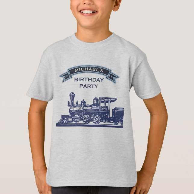 Camiseta Vintage Retro Train Kids Fiesta de cumpleaños (Anverso)