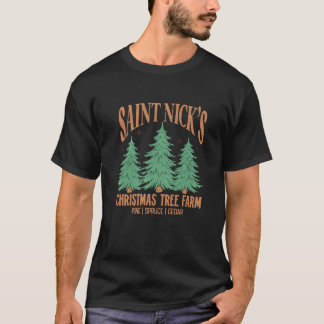 Camiseta Vintage Retro Xmas San Nick Árbol de Navidad lejos