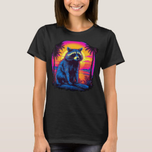 Camiseta Vintage Retrowave Synthwave Raccoon Vaporwave 80