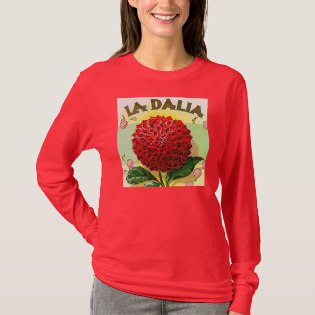 Camiseta Vintage rojo de la dalia (Anverso)