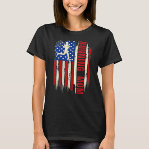 Camiseta Vintage Running Mom American Bandera Estadounidens