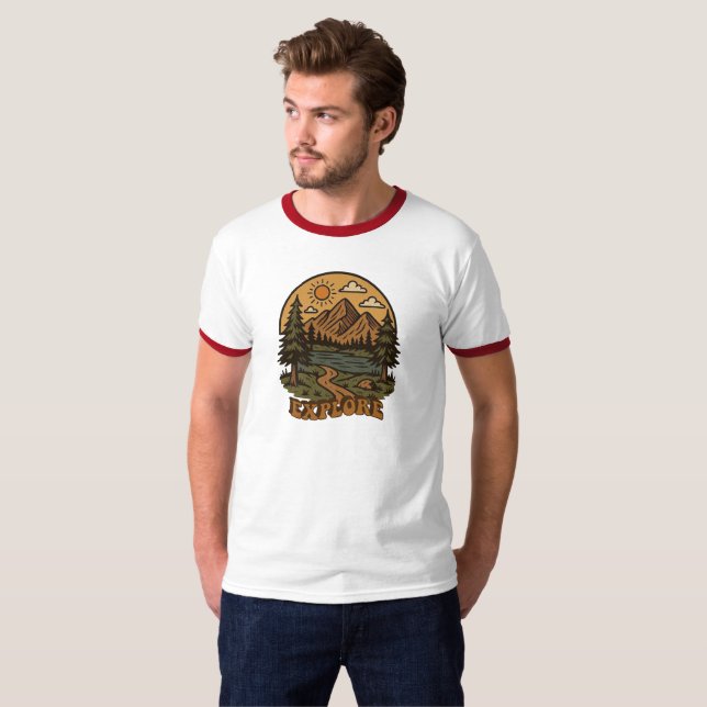 Camiseta Vintage/rústico aventurero explora la naturaleza (Anverso completo)