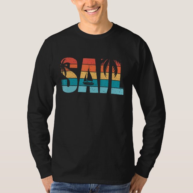 Camiseta Vintage Sail Retro Sunset Sailing (Anverso)