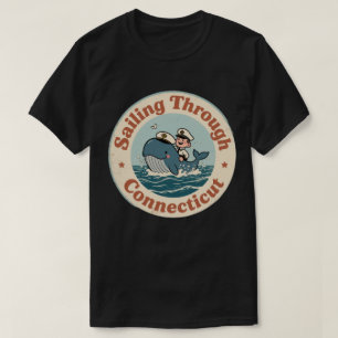 Camiseta Vintage Sailing A Través De Whale Connecticut