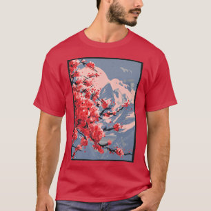 Camiseta Vintage Sakura Cherry Blossom Arte Gráfico Asiátic