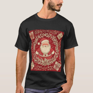 Camiseta Vintage Santa Claus Navidades Wreath T-Shirt