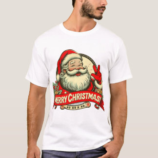 Camiseta Vintage Santa Merry Christmas T-Shirt
