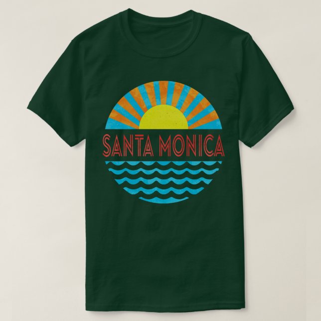 Camiseta Vintage Santa Mónica Beach Sun And Waves (Diseño del anverso)