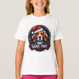 Camiseta Vintage Santa Paws Dog con Navidades de Santa Hat