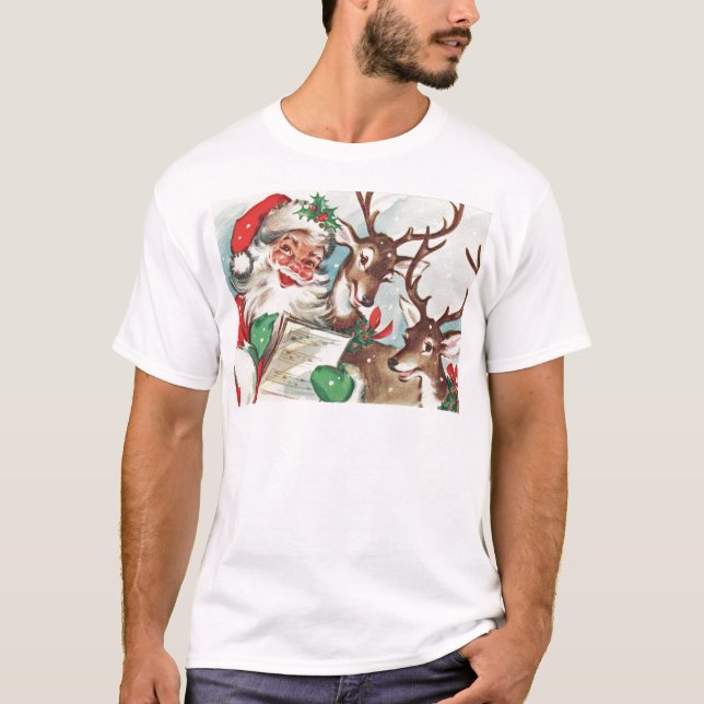 Camiseta Vintage Santa y reno (Anverso)