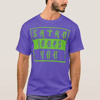 Camiseta Vintage Satan te ama ofensivo diciendo Neon Gree