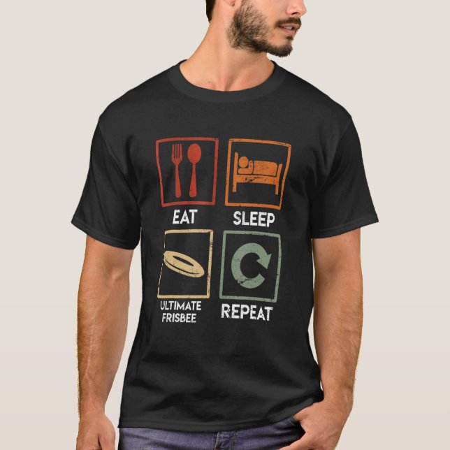 Camiseta Vintage Saying Come Sleep Ultimate Frisbee Repetir (Anverso)