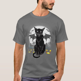 Camiseta Vintage Scary Halloween Black Cat Costume Bruja Ha