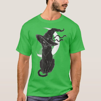 Camiseta Vintage Scary Halloween Black Cat Costume Bruja Ha