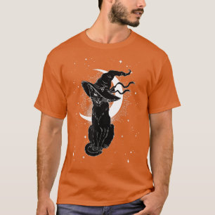Camiseta Vintage Scary Halloween Black Cat Costume Bruja Ha