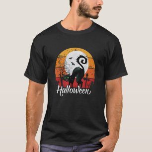 Camiseta Vintage Scary Halloween Black Cat Costume Bruja Ha