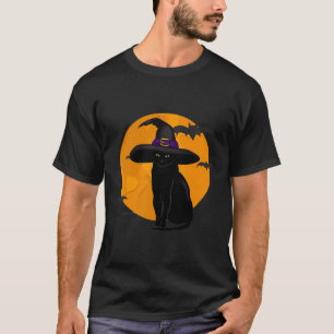 Camiseta Vintage Scary Halloween Black Cat Costume Bruja Ha