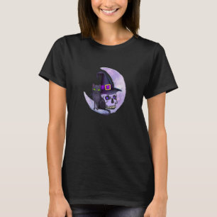 Camiseta Vintage Scary Halloween Black Cat Costume Moon & W