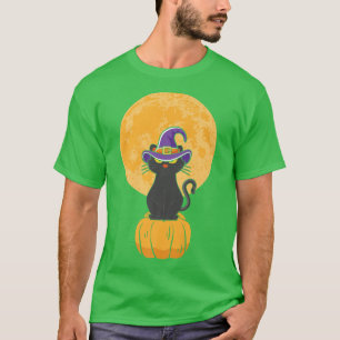 Camiseta Vintage Scary Halloween Black Cat Costume Witch Ha