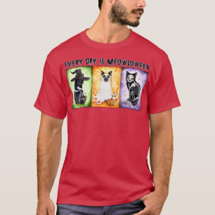 Camiseta Vintage Scary Halloween Cat Costume Classical Horr