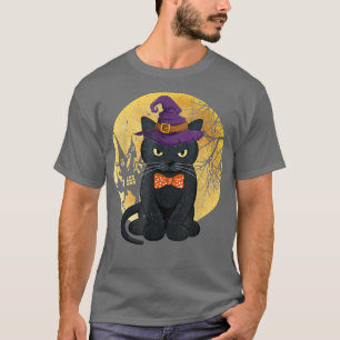 Camiseta Vintage Scary Halloween Costume Black Cat Witch Ha