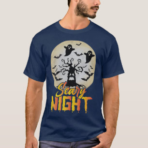 Camiseta Vintage Scary Night Spooky Ghosts Bats Halloween C