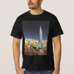 Camiseta Vintage Science Fiction Desert Planet con cohetes<br><div class="desc">Ilustracion vintage futurista en el espacio exterior y planetas ciencia ficción imagen del cohete. Un cohete de ciencia ficción de viajes y transporte retro en un planeta extranjero o una luna con astronautas explorando el terreno en este desconocido mundo extraterrestre. Un clásico de los años 50: el diseño de ciencia...</div>