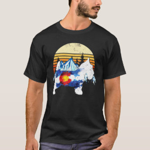Camiseta Vintage Scottish Terrier Dog Colorado Flag Sunset 