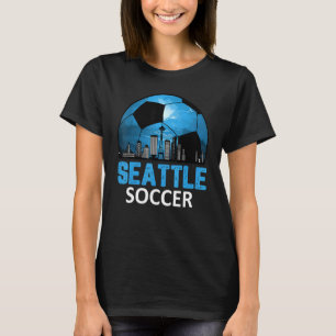 Camiseta Vintage Seattle Cityscape Soccer Para Hombres Muje