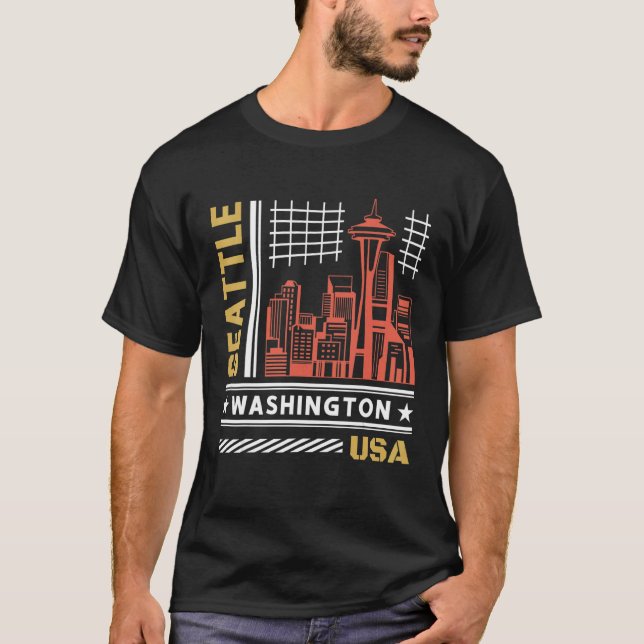 Camiseta Vintage Seattle Skyline (Anverso)