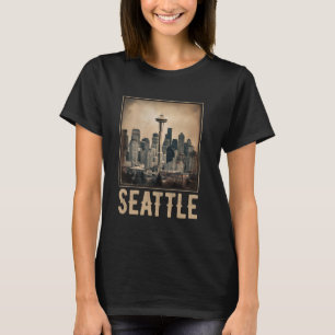 Camiseta Vintage Seattle Washington Skyline Cityscape 80s 7