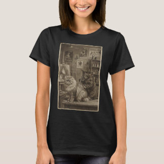 Camiseta Vintage Sepia Cat Tattoo Artist – Funny Victorian