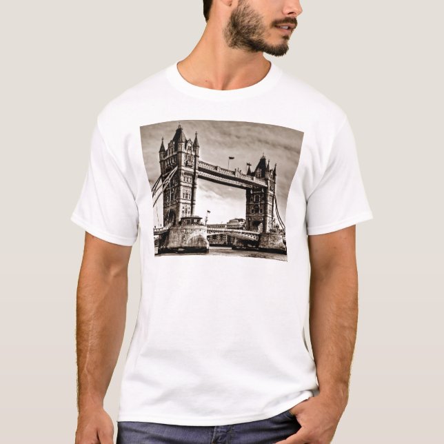 Camiseta Vintage Sepia London Tower Bridge (Anverso)