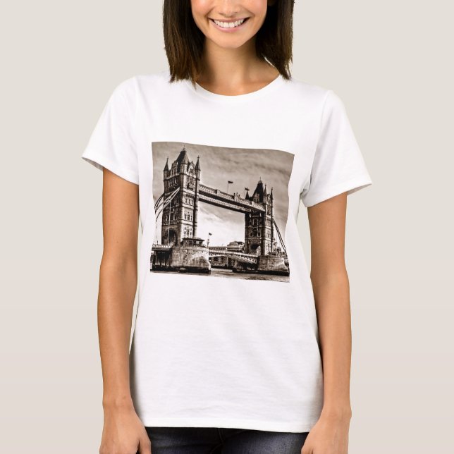 Camiseta Vintage Sepia London Tower Bridge (Anverso)