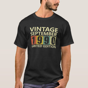 Camiseta Vintage September 1990 Edición Limitada Gift 30Th