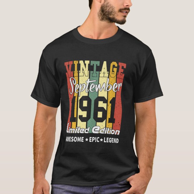 Camiseta Vintage Septiembre 1961 Cumpleaños (Anverso)