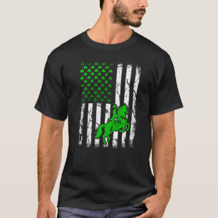 Camiseta Vintage Shamrock Equestrian American Flag St Patri
