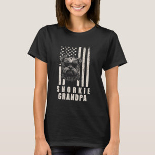 Camiseta Vintage Shorkie Grandpa American Flag Dog Funny Fa