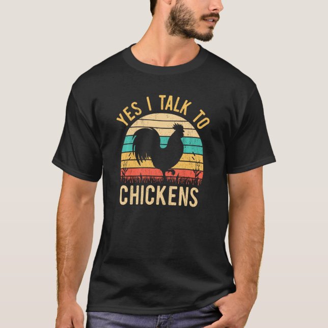 Camiseta Vintage, Sí, Hablo Con Pollos. (Anverso)