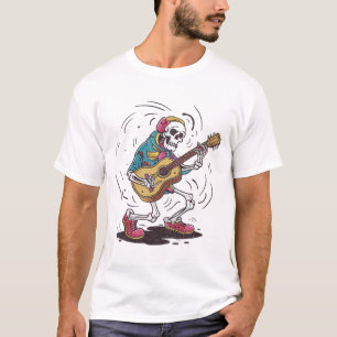 Camiseta Vintage Skeleton Toca Guitarra